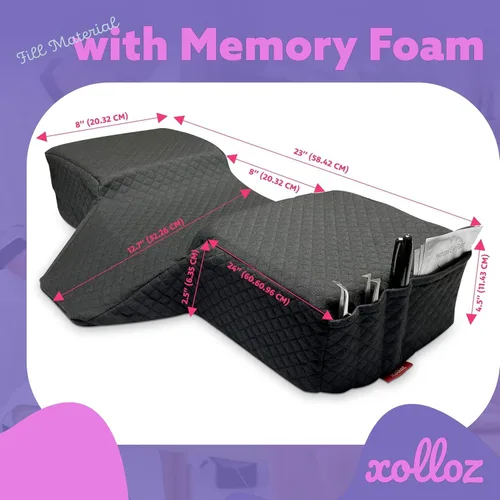 Vista 2 de Almohada de pestañas para extensiones de pestañas - Almohada de cama de espuma viscoelástica curvada, reposacabezas ergonómico con soporte