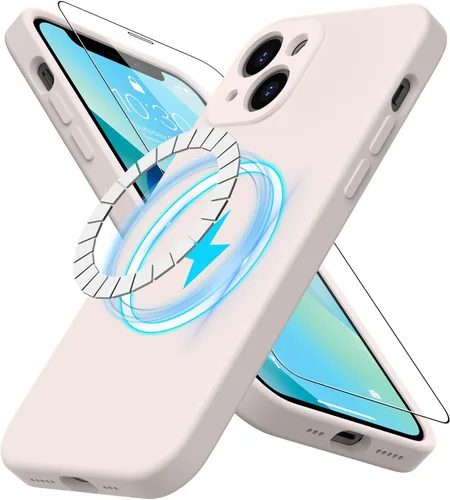 Vista 61 de DEENAKIN Funda magnética de silicona para iPhone 12 Pro con protector de pantalla, compatible con MagSafe, protección de cámara, funda protectora
