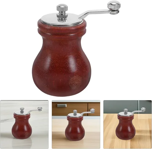 Vista 8 de Wooden Manual Small Pepper Mill and Sea Salt Grinder with Ceramic Core Refillable Spice Grinder for Kitchen Home Cooking