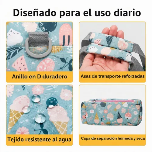 Vista 7 de Bolsa de pañales de viaje mediana para mamá y papá Postre de dibujos animados