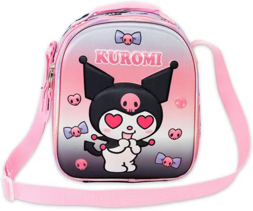 Vista 5 de SANRIO Mochila Kuromi con juego de lonchera Paquete con 16 mochilas escolares, bolsa de almuerzo, botella de agua, calcomanías, más Kuromi mochila