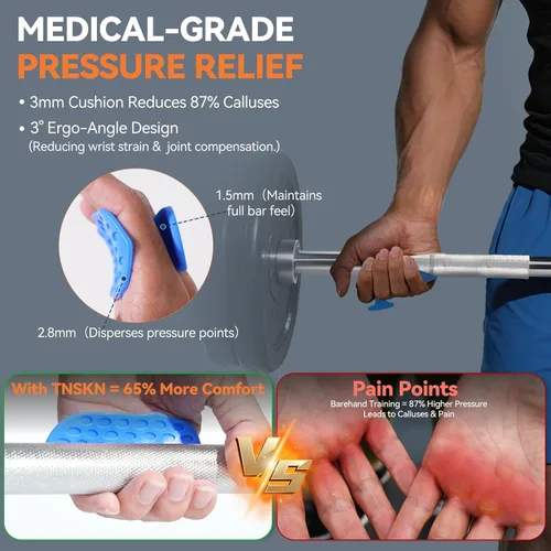 Vista 3 de Paquete de 2 agarres de entrenamiento, (300% fricción mejorada) guantes de goma para levantamiento de pesas con bolsa de gimnasio para hombres