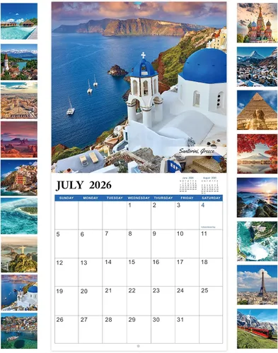 Vista 2 de Calendario de pared 2026, 12 meses de enero de 2026 a diciembre de 2026, cuadrado mensual, 12 x 24 pulgadas (abierto), con papel grueso