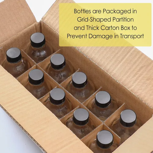 Vista 8 de 6 Pack, botellas pequeñas de vidrio transparente de 4 onzas con tapas y 2 embudos de acero inoxidable - Botella de muestra Boston de 120ml