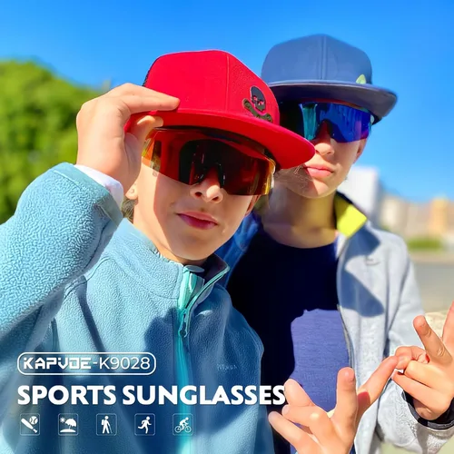 Vista 2 de KAPVOE Youth Polarized Sports Sunglasses Kids Baseball Softball Cycling Glasses UV400 Protection for Boys Girls Age 6-12