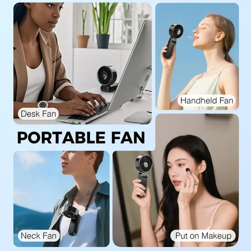 Vista 7 de Ventilador portátil de mano para viajes y playa, 5000mAh, como banco de energía Turbo Wind de 6 velocidades 100 niveles de flujo de aire Pantalla