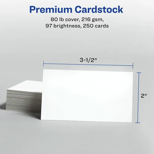 Vista 6 de Avery 8371 Tarjetas de visita, inyección de tinta, 2 pulgadas x 3-1/2 pulgadas, 250/PK, color blanco