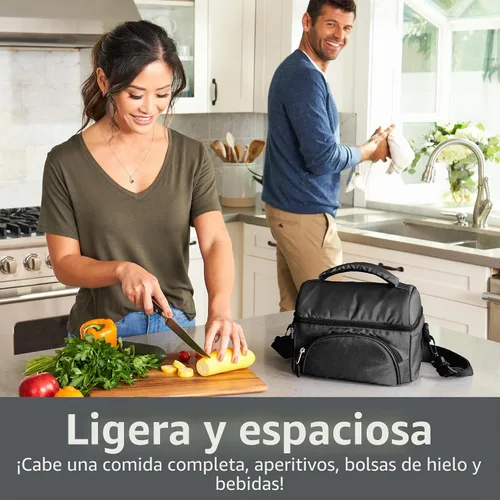 Vista 2 de Bentgo® Bolsa de almuerzo Deluxe - Lonchera duradera y aislada con bolsillo exterior con cremallera, bolsillo interior de malla, correas acolchadas