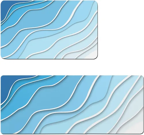 Vista 7 de Tapete de baño geométrico azul para bañera, antideslizante, de secado rápido y absorbente, de tierra de diatomeas, para fregadero de cocina