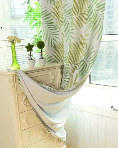 Vista 6 de MYRU Cortinas absolutamente opacas para dormitorio, palmera, 2 capas forradas con hojas tropicales para sala de estar, 1 par, 39 pulgadas de ancho x