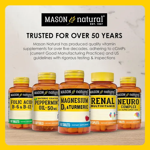 Vista 7 de MASON NATURAL Magnesio y vitamina D3 con cúrcuma - Corazón saludable y sistema nervioso, fortalece los huesos y los músculos, mejora la salud