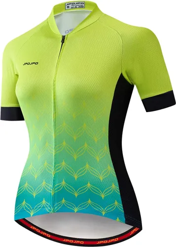 Vista 165 de Camiseta de ciclismo para mujer, manga corta y pantalones cortos de ciclismo acolchados para verano