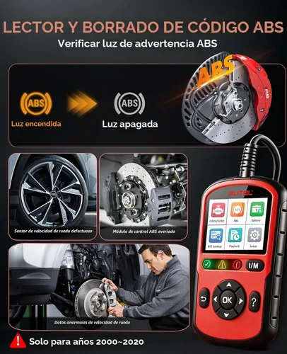 Vista 2 de Autel OBD2 Scanner AutoLink AL549: Lector de códigos de motor 2025, herramienta de diagnóstico ABS, prueba universal de batería y alternador de Rojo