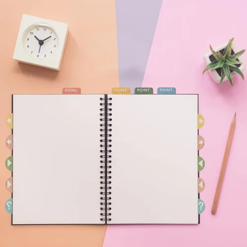 Vista 4 de NUOBESTY Notas para libros, 6 hojas, etiquetas adhesivas para cuadernos, pestañas adhesivas para libros