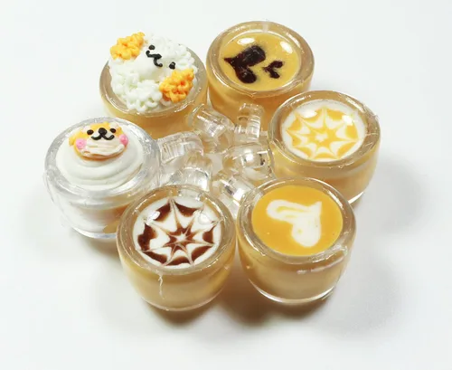Vista 3 de 6 Mix Coffee Latte Art - Casa de muñecas en miniatura, café pequeño, bebida bebida accesorios para casa de muñecas para coleccionables