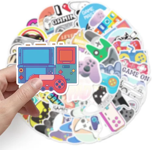 Vista 3 de Calcomanías de juego para adolescentes 50 piezas, paquete de calcomanías de videojuegos para niños, botellas de agua, calcomanías de gamepad