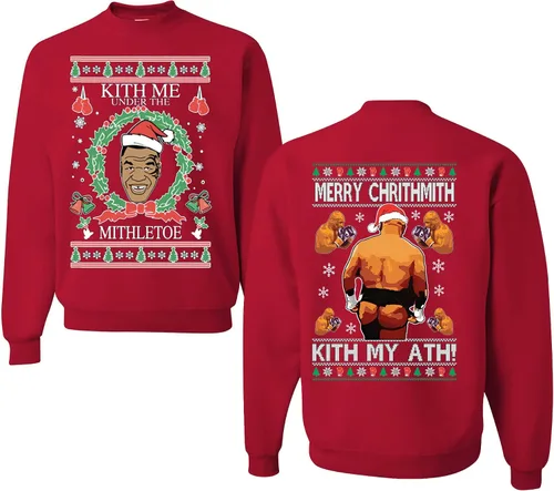 Vista 21 de wild custom apparel Merry Chrithmith Kith My Ath suéter feo de Navidad divertido con cuello redondo sudadera Negro