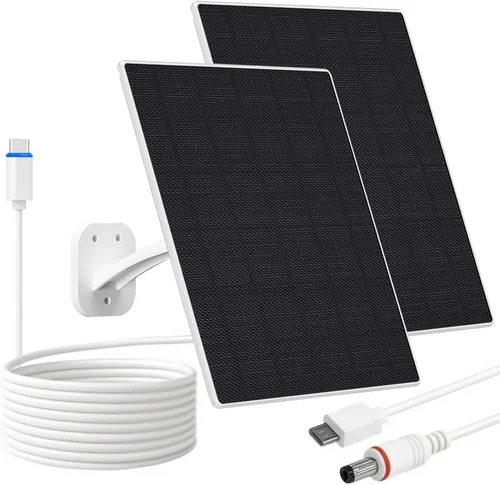 Vista 8 de FUTUREZEN Panel Solar para Cámara de Seguridad, Cargador Solar de 10W con DC 5.5x2.1mm, Puerto USB-C y Micro USB, Resistente al Agua IP66, Montura