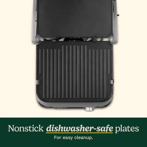Vista 9 de Cuisinart GR-5BP1 Electric Griddler FIVE - Plancha eléctrica 5 en 1, con pantalla LCD, amplio rango de temperatura y función de sellado, acero