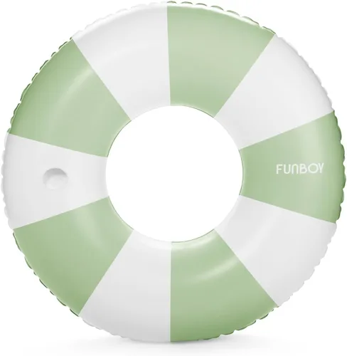 Vista 10 de FUNBOY Flotador inflable gigante de rayas azules con soporte para tazas, tubo interior de 48 pulgadas para adultos, tumbona de piscina