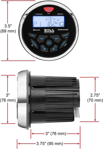 Vista 4 de BOSS Audio Systems MGR350B Receptor de medidor estéreo marino para barco – Unidad principal Bluetooth, sin reproductor de CD DVD, amplificador de 4