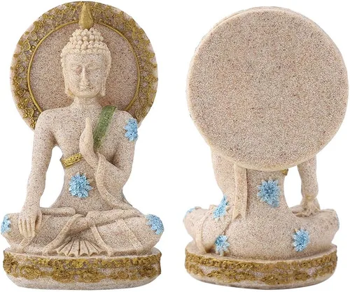 Vista 7 de Eujgoov - Estatua de bodhisattva de piedra arenisca Fengshui, estatua de Buda de piedra arenisca para el hogar, decoración de hotel, adorno