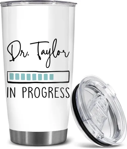 Vista 10 de BECHUSKY Regalo de graduación de doctorado personalizado, taza de doctorado con nombre personalizado, vaso de doctorado para hombres y mujeres