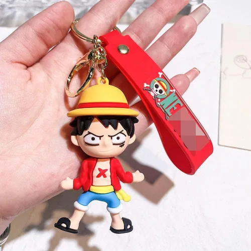 Vista 2 de Llavero con diseño de anime de una pieza, Luffy Law Sanji con colgante de acrílico y accesorios de regalo para hombres y niños, S