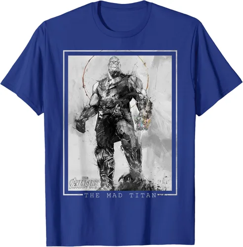 Vista 19 de Marvel Avengers Infinity War Thanos Sketch Graphic Camiseta Negro