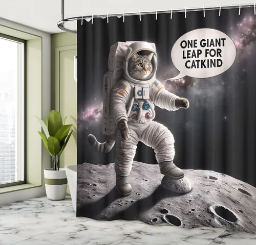 Vista 37 de Ambesonne Cortina de ducha humor, Why You No Plunger Guy Meme Face Angry Grumpy Washroom Design Print, juego de decoración de baño de tela