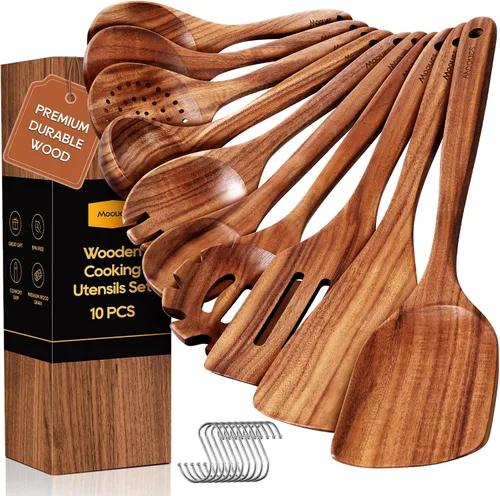 Vista 8 de Cucharas de madera para cocinar 6PCS Juego de utensilios de cocina