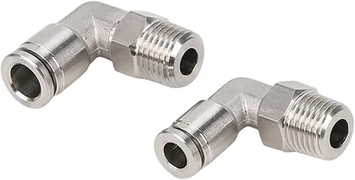 Vista 5 de Paquete de 2 codos neumáticos macho de acero inoxidable 304 de 1/2 pulgada de diámetro exterior x 1/2 pulgada NPT rosca para conectar accesorios