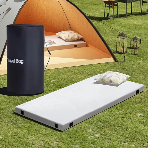 Vista 10 de Colchón de camping de espuma viscoelástica de 2.5 pulgadas, almohadillas para catre, tamaño individual, pequeño, portátil, enrollable, cubierta
