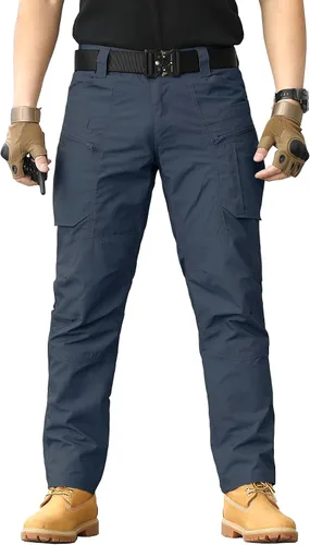 Vista 2 de CARWORNIC Pantalones tácticos ligeros para hombre, pantalones cargo militares, resistentes al agua, para senderismo, trabajo