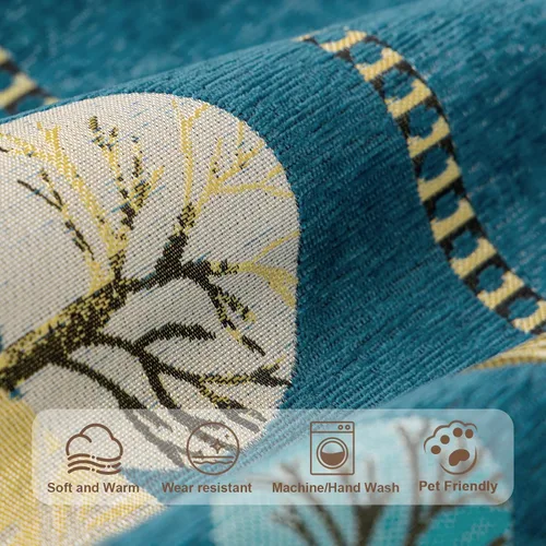Vista 4 de Funda de Sofá de Chenilla Boho Jacquard, Fundas de Sofá Seccional Lavables para Sofá de 3 Cojines Sofá en Forma de L, Protector de Muebles Azul