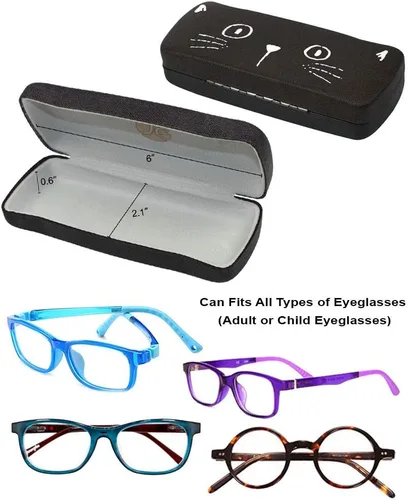 Vista 5 de JAVOedge Paquete de 2 Funda de almacenamiento de lentes con diseño de cara de gato multicolor con tela de microfibra