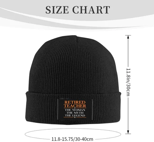Vista 3 de Retired Teacher - The Woman is The Myth The Legend Knit Beanie Hats for Women Men Winter Hats Skull Cap