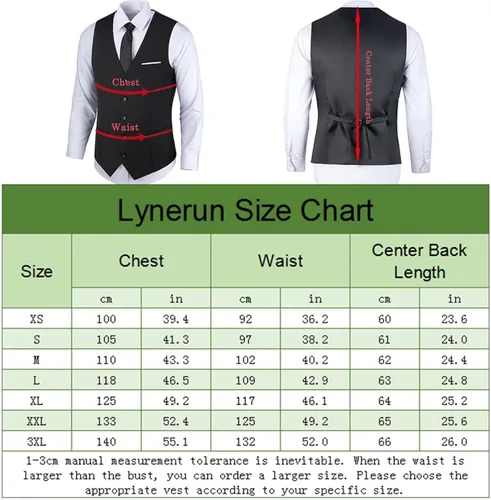 Vista 5 de Lynerun Chaleco de traje para hombre, chaleco formal de negocios, para boda