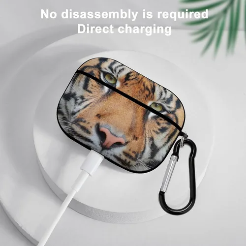 Vista 5 de Funda con estampado de cara de tigre para AirPods Pro de 2ª/1ª generación con llavero de protección completa duradera a prueba de golpes funda