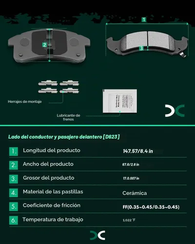 Vista 3 de SCITOO Juegos de pastillas de freno de cerámica delanteras D623