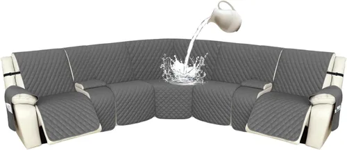 Vista 21 de Arfntevss Fundas de sofá modular reclinable, 100% impermeable, en forma de L, para sillón reclinable en forma de L, funda seccional lavable