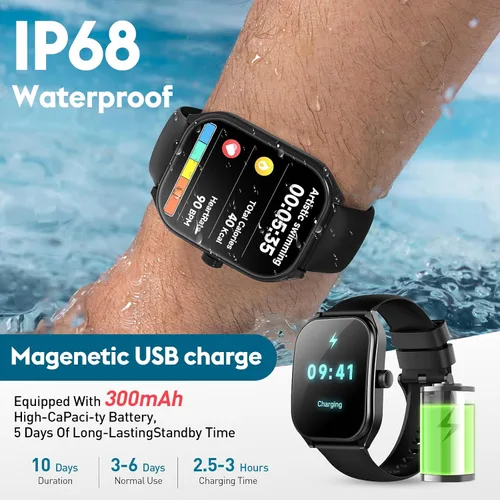Vista 6 de Curve - Reloj inteligente para hombres y mujeres, responde a llamadas, rastreador de fitness de 2.01 pulgadas con 100 modos deportivos, contador