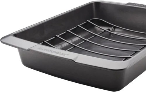Vista 10 de Farberware Bakeware - Sartén antiadherente para asar con estante en U, 14.75 pulgadas x 10.75 pulgadas, color gris