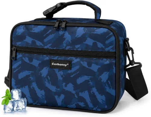 Vista 17 de Cerbonny Lonchera para niños, bolsa de almuerzo aislada para niñas y niños, poliéster duradero con forro de PEVA, correa de hombro ajustable, 10.8