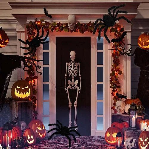 Vista 4 de Haawooky 7 arañas gigantes de Halloween, arañas peludas falsas realistas