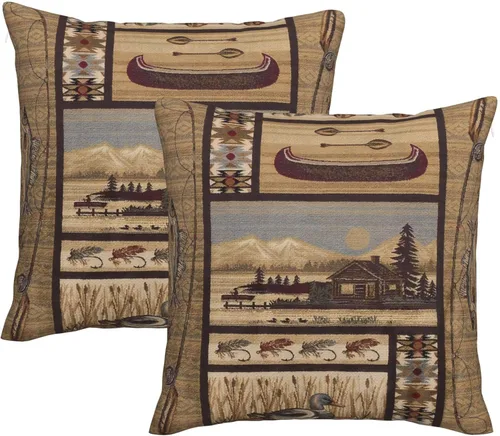 Vista 14 de Juego de 2 fundas de almohada cuadradas de 18x18 pulgadas, fundas de almohada decorativas retro negras estilo rústico para casa, sofá, fundas