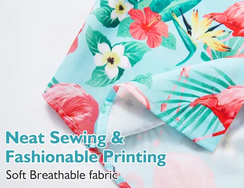 Vista 6 de Camisa hawaiana para niños, manga corta, tropical, linda, casual, con botones, para jóvenes, niños, verano, playa
