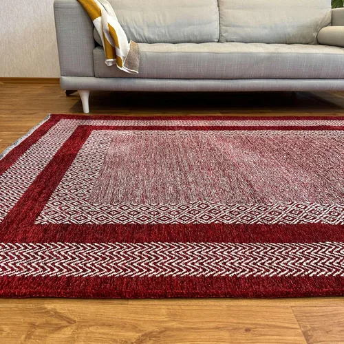 Vista 3 de Alfombra de algodón lavable de 4 x 6 pulgadas, color rojo burdeos, para sala de estar, dormitorio, cocina