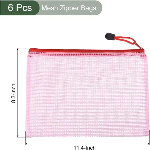 Vista 2 de YOKIVE Paquete de 6 bolsas de malla con cremallera, bolsillos de malla B5, bolsa de plástico para documentos, ideal para electrodomésticos