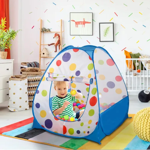 Vista 3 de EocuSun Casa de juegos emergente, piscina de pelotas tienda de juegos para niños para interiores y exteriores, tienda plegable para niños niñas
